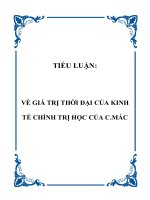 TIỂU LUẬN   về GIÁ TRỊ THỜI đại của KINH tế CHÍNH TRỊ học của c mác