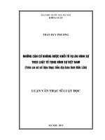 Những căn cứ không được khởi tố vụ án hình sự theo luật tố tụng hình sự việt nam (trên cơ sở số liệu thực tiễn địa bàn t