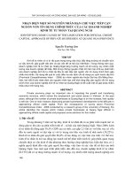 Báo cáo nghiên cứu khoa học    NHẬN DIỆN một số NGUYÊN NHÂN hạn CHẾ VIỆC TIẾP cận NGUỒN vốn tín DỤNG CHÍNH THỨC của các