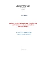 khảo sát thành phần hóa học và hoạt tính kháng oxy hóa của bạch đầu ông vernonia cinerea 