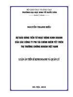Dự báo dòng tiền từ hoạt động kinh doanh của các công ty phi tài chính niêm yết trên thị trường chứng khoán Việt Nam.