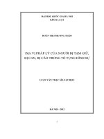 Địa vị pháp lý của người bị tạm giữ, bị can, bị cáo trong tố tụng hình sự   luận văn ths  luật  60 38 40 pdf