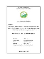 ĐÁNH GIÁ ẢNH HƯỞNG của CÔNG NGHIỆP hóa đến THU NHẬP của NGƯỜI dân tại xã sơn cầm, HUYỆN PHÚ LƯƠNG, TỈNH THÁI NGUYÊN GIAI đoạn 2012 2014