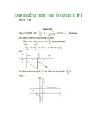 Đáp án đề thi môn Toán tốt nghiệp THPT năm 2011