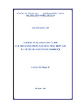 nghiên cứu sự tham gia của hội cựu chiến binh trong xây dựng nông thôn mới tại huyện gia lâm, thành phố hà nội