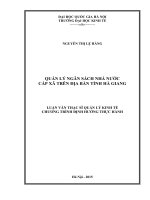 Quản lý ngân sách nhà nước cấp xã trên địa bàn tỉnh hà giang   luận văn ths  kinh doanh và quản lý  60 34 04 10 pdf