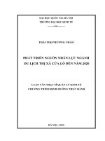 Phát triển nguồn nhân lực ngành du lịch thị xã cửa lò đến năm 2020   luận văn ths  kinh doanh và quản lý  60 34 04 10 pdf