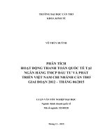 Phân tích hoạt động thanh toán quốc tế tại ngân hàng TMCP đầu tư và phát triển việt nam chi nhánh cần thơ