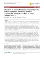 Báo cáo y học   utilisation of priority traditional medicinal plants and local people’s knowledge on their conservation status in arid lands of kenya (mwingi district)  