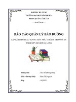 Lập kế hoạch bảo dưỡng máy móc tại công ty TNHH MTV đồ hộp hạ long 