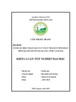 ĐÁNH GIÁ HIỆN TRẠNG QUẢN lý CHẤT THẢI rắn SINH HOẠT TRÊN địa bàn HUYỆN hà QUẢNG, TỈNH CAO BẰNG