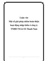 Luận văn một số giải pháp nhằm hoàn thiện hoạt động nhập khẩu ở công ty TNHH TM  SX thanh nam