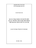 Quản lý hoạt động tổ chuyên môn tại các trường trung học phổ thông trên địa bàn thị xã sơn tây, hà nội   luận văn ths  g