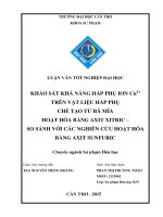 khảo sát khả năng hấp phụ ion cu2+ trên vật liệu hấp phụ chế tạo từ bã mía hoạt hóa bằng axit xitric – so sánh với các nghiên cứu hoạt hóa bằng axit sunfuric 