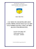 Các nhân tố ảnh hưởng đến chất lượng thông tin kế toán tại các đơn vị sự nghiệp giáo dục công lập trên địa bàn tỉnh bình dương 