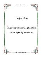 LUẬN văn ứng dụng tin học vào phân tích, thẩm định dự án đầu tư