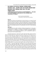 Báo cáo nghiên cứu khoa học    SO SÁNH và ẩn dụ TRONG THÔNG điệp QUẢNG cáo – bước đầu sử DỤNG NGÔN NGỮ QUẢNG cáo TRONG VIỆC dạy và học TIẾNG PHÁP  