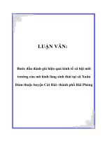LUẬN văn   bước đầu đánh giá hiệu quả kinh tế xã hội môi trường của mô hình làng sinh thái tại xã xuân đám thuộc huyện c