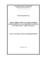 Hoàn thiện công tác hoạch định nguồn nhân lực tại trường cao đẳng xây dựng số 1   bộ xây dựng   luận văn ths  kinh doanh