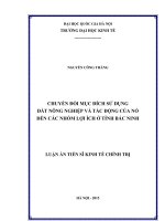 Chuyển đổi mục đích sử dụng đất nông nghiệp và tác động của nó đến các nhóm lợi ích ở tỉnh bắc ninh  luận án TS  kinh tế