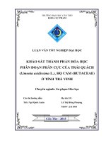 khảo sát thành phần hóa học phân đoạn phân cực của trái quách (limonia acidissima l ), họ cam (rutaceae) ở tỉnh trà vinh 