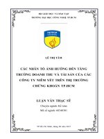 Các nhân tố ảnh hưởng đến tăng trưởng doanh thu và tài sản của các công ty niêm yết trên thị trường chứng khoán TP HCM 