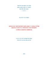 khảo sát thành phần hóa học và hoạt tính kháng nấm của tinh dầu chanh kiên (citrus limonia osbeck) 