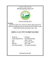 Đánh giá công tác cấp giấy chứng nhận quyền sử dụng đất trên địa bàn xã phấn mễ, huyện phú lương, tỉnh thái nguyên giai đoạn 2012   2014 