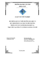 Hệ thống quản lý môi trường ISO 14001 và quy định của pháp luật về bảo vệ môi trường trong sản xuất, kinh doanh dịch vụ , thực tiễn tại công ty cổ phần xi măng tây đô 