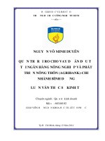 Quản trị rủi ro cho vay dự án đầu tư tại ngân hàng nông nghiệp và phát triển nông thôn (agribank)  chi nhánh bình dương 