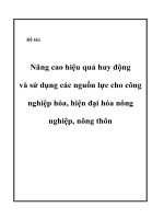 Đề tài   nâng cao hiệu quả huy động và sử dụng các nguồn lực cho công nghiệp hóa, hiện đại hóa nông nghiệp, nông thôn