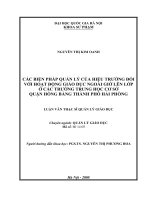 Các biện pháp quản lý của hiệu trưởng đối với hoạt động giáo dục ngoài giờ lên lớp ở các trường trung học cơ sở quận hồn