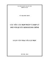 Các yêu cầu hợp pháp và hợp lý đối với quyết định hành chính   luận văn ths  luật   60 38 01 01 pdf