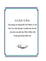 LUẬN văn  vận dụng tư tưởng hồ chí minh về văn hoá vào việc giữ gìn và phát huy di sản văn hoá của dân tộc êđê ở đắk lắk