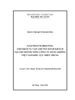 Luận văn thạc sĩ giải pháp marketing cho dịch vụ vận chuyển hành khách tại chi nhánh tổng công ty hàng không việt nam khu vực miền trung