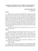 Báo cáo  khái quát về hệ thống quản lý thông tin trong quản lý thể thao nói chung – quản lý huấn luyện nói riêng 