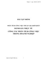 PHÂN TÍCH CÔNG VIỆC THUẬN lợi, KHÓ KHĂN ĐÁNH GIÁ THỰC tế CÔNG tác PHÂN TÍCH CÔNG VIỆC TRONG DOANH NGHIỆP