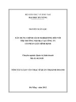 Tóm tắt luận văn thạc sĩ  xây dựng chính sách marketing đối với thị trường nội địa tại công ty cổ phần giày bình định