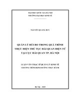 Quản lý rủi ro trong quá trình thực hiện thủ tục hải quan điện tử tại cục hải quan thành phố hà nội   luận văn ths  kinh
