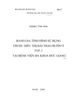 Đánh giá tình hình sử dụng thuốc điều trị đái tháo đường typ 2 tại bệnh viện đa khoa đức giang 
