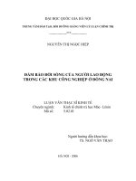 Đảm bảo đời sống của người lao động trong các khu công nghiệp ở đồng nai   luận văn ths  kinh tế  60 31 01 pdf