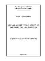 Khu vực kinh tế tư nhân với vấn đề giải quyết việc làm ở việt nam   luận văn ths  kinh tế  60 31 01 pdf