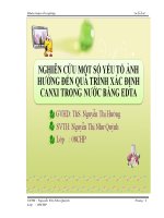 Nghiên cứu một số yếu tố ảnh hưởng đến quá trình xác định canxi trong nước bằng EDTA