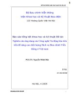 Nghiên cứu ứng dụng các công nghệ tự động hóa tiên tiến để nâng cao chất lượng dịch vụ bưu chính viễn thông ở việt nam