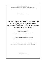 Hoàn thiện marketing mix tại một số doanh nghiệp lữ hành trên địa bàn hạ long, quảng ninh   luận văn ths  du lịch (chươn