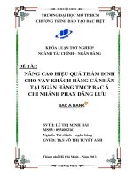 Nâng cao hiệu quả thẩm định cho vay khách hàng cá nhân tại ngân hàng TMCP bắc á   chi nhánh phan đăng lưu 