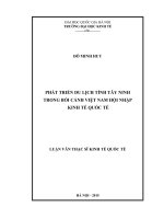 Phát triển du lịch tỉnh tây ninh trong bối cảnh việt nam kinh tế quốc tế   luận văn ths  kinh tế  60 31 01 06 pdf