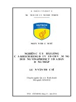 Nghiên cứu sự hài lòng của khách hàng đối với dịch vụ mạng di động vinaphone tại địa bàn đồng tháp 