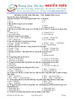 Đề kiểm tra kết thúc môn học – trắc nghiệm môn excel