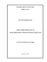 Hoàn thiện pháp luật về hoạt động bảo lãnh ngân hàng ở việt nam   luận án TS  luật  62 38 50 01 pdf